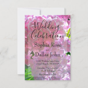Elegant pink boho florals hydrangeas Wedding Invitation