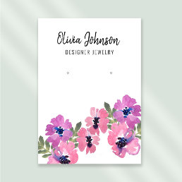 Elegant Pink Boho Flowers Jewelry Earring Display  Business Card