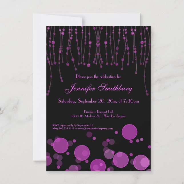 Elegant Pink Bokeh Lights Birthday Party Invite (Front)
