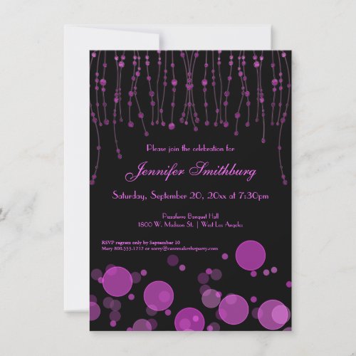 Elegant Pink Bokeh Lights Birthday Party Invite