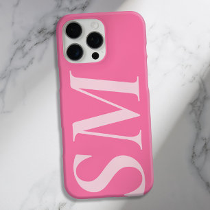 Elegant Pink Bold Initial Monogram iPhone 16 Pro Max Case