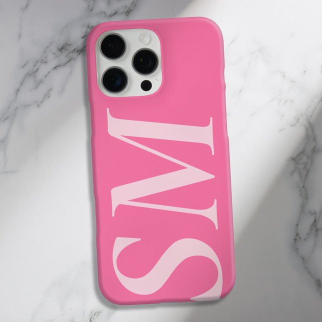 Elegant Pink Bold Initial Monogram Case-Mate iPhone Case (Creator Uploaded)