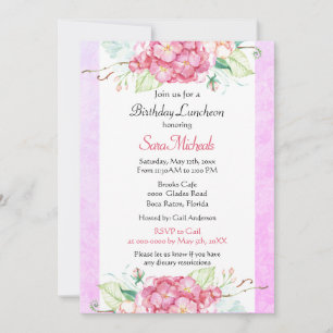 Elegant Pink Botanical Birthday Invitation