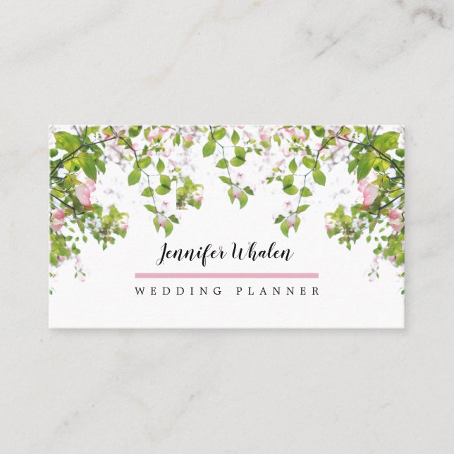 Elegant Pink Botanical Custom Business Card (Front)