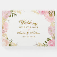 Elegant Pink Botanical Wedding Guest Book