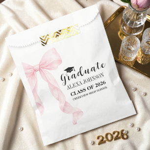 Elegant Pink Bow 2026 Graduation Graduate Favor Bag
