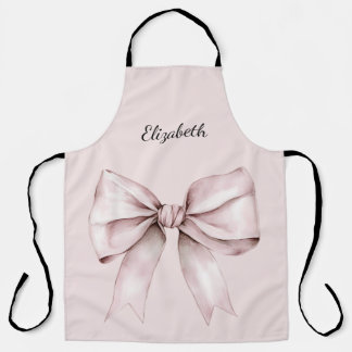 Elegant pink bow Aesthetic coquette   Name Apron