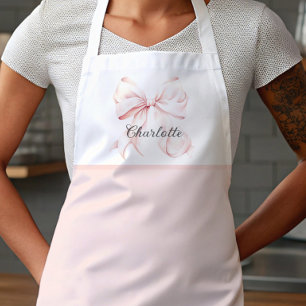 Elegant Pink Bow Apron