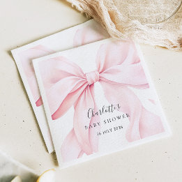  Elegant Pink Bow Baby Bridal Shower Napkins