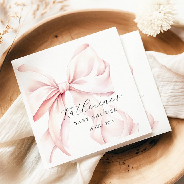  Elegant Pink Bow Baby Bridal Shower Napkins (Creator Uploaded)