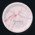 Elegant Pink Bow Baby Bridal Shower Paper Plates<br><div class="desc">Elegant blush pink bow paper plates perfect for baby showers or bridal showers.</div>