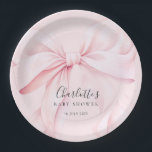 Elegant Pink Bow Baby Bridal Shower Paper Plates<br><div class="desc">Elegant blush pink bow paper plates perfect for baby showers or bridal showers.</div>