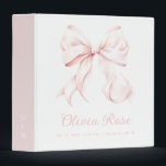 Elegant Pink Bow Baby Girl 3 Ring Binder<br><div class="desc">Elegant Pink Bow Baby Girl Binder for a beautiful keepsake.</div>