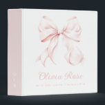 Elegant Pink Bow Baby Girl 3 Ring Binder<br><div class="desc">Elegant Pink Bow Baby Girl Binder for a beautiful keepsake.</div>