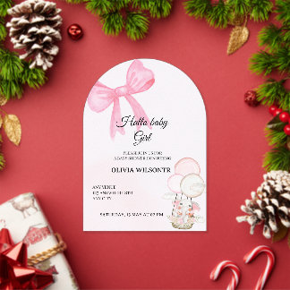 Elegant Pink Bow Baby Girl Shower  Acrylic Invitations