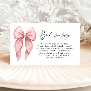 Elegant Pink Bow Baby Shower Books For Baby  Enclosure Card