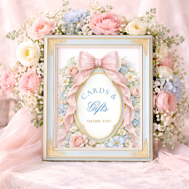 Elegant  Pink Bow Baby Shower Cards and Gifts Poster (Creator Uploaded)