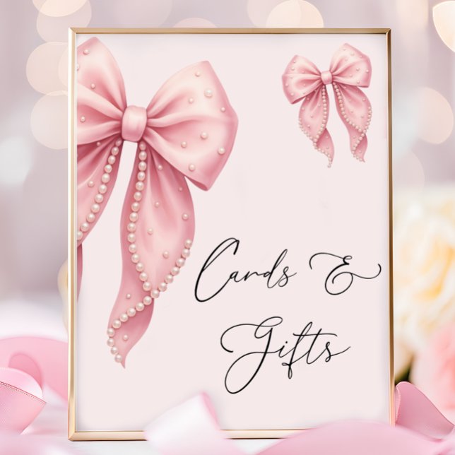 Elegant Pink Bow Baby Shower Cards and Gifts Poster (Creator Uploaded)