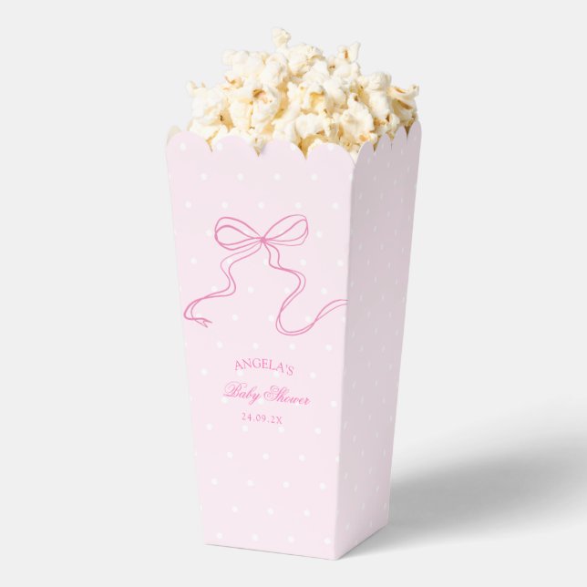Elegant Pink Bow Baby Shower Favor Box  (Popped)
