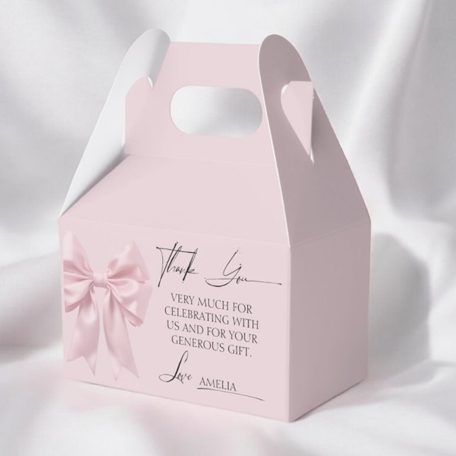 Elegant Pink Bow Baby Shower Favor Box (Creator Uploaded)