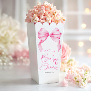 Elegant Pink Bow Baby Shower Favor Boxes
