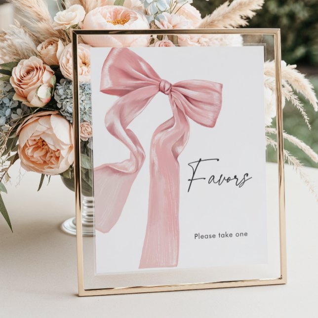 Elegant Pink Bow Baby Shower Favors Poster (Creator Uploaded)