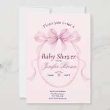 Elegant Pink Bow Baby Shower Invitation for Girl
