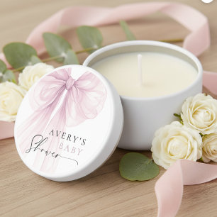 Elegant Pink Bow Baby Shower Mini Candle Favors