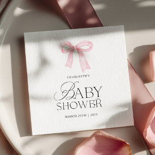 Elegant Pink Bow Baby Shower Napkins