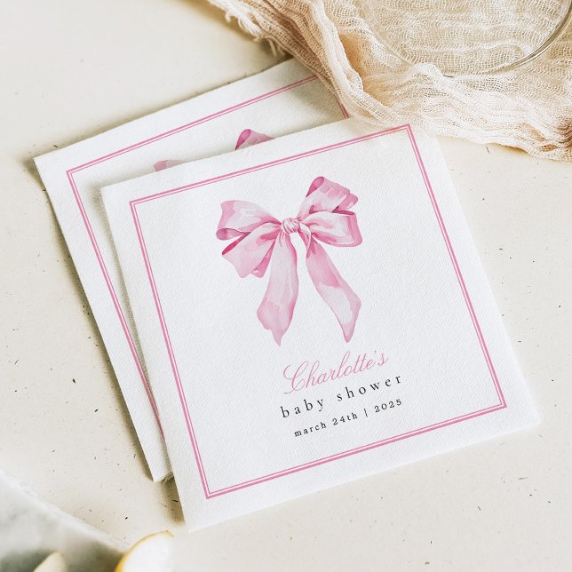 Elegant Pink Bow Baby Shower  Napkins (Creator Uploaded)
