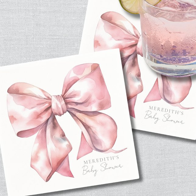 Elegant Pink Bow Baby Shower Napkins (Elegant Pink Bow Baby Shower Napkins)