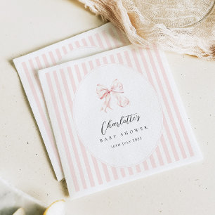 Elegant Pink Bow Baby Shower Paper Napkin