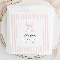 Elegant Pink Bow Baby Shower Paper Napkin