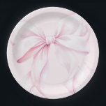 Elegant Pink Bow Baby Shower Paper Plates<br><div class="desc">Elegant blush pink bow paper plates perfect for baby showers or bridal showers.</div>