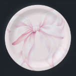 Elegant Pink Bow Baby Shower Paper Plates<br><div class="desc">Elegant blush pink bow paper plates perfect for baby showers or bridal showers.</div>