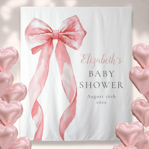 Elegant Pink Bow Baby Shower Photo Backdrop