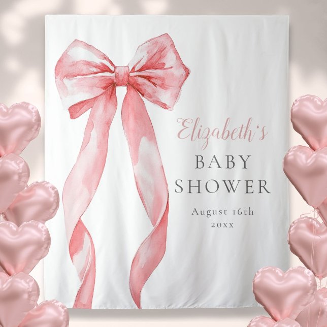 Elegant Pink Bow Baby Shower Photo Backdrop (Elegant Pink Bow Baby Shower Photo Backdrop)