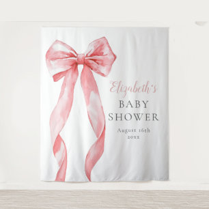 Elegant Pink Bow Baby Shower Photo Backdrop
