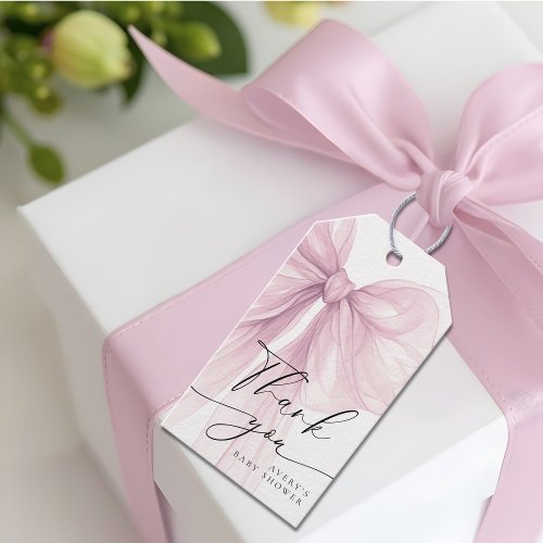 Elegant Pink Bow Baby Shower Thank You