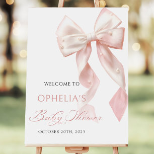 Elegant Pink Bow Baby Shower Welcome Foam Board