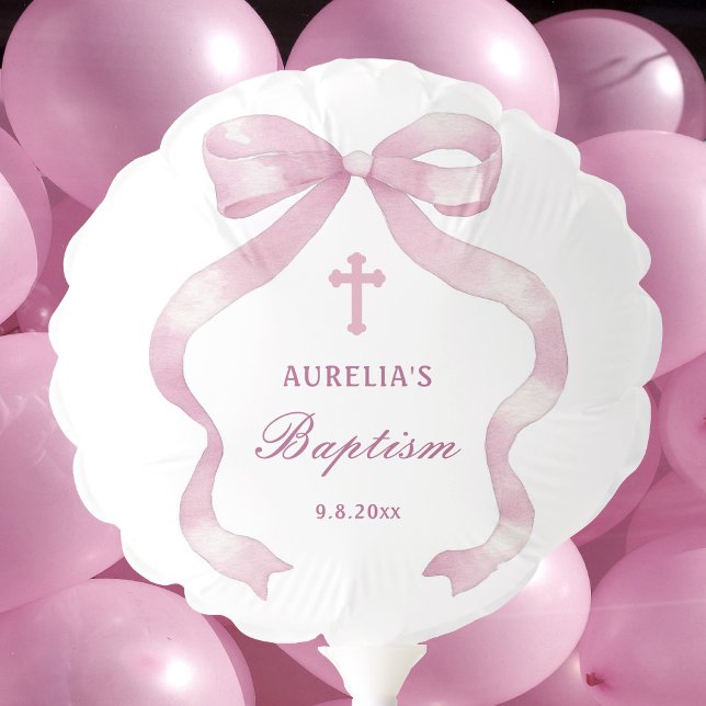Elegant Pink Bow Baptism Balloon (Creator Uploaded)