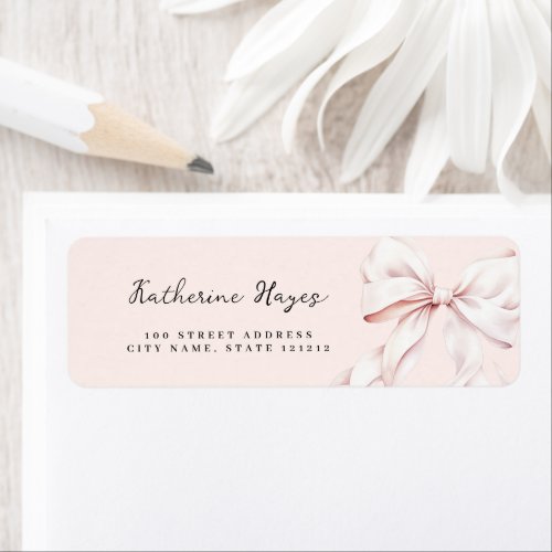 Elegant Pink Bow Bridal Return Address Label