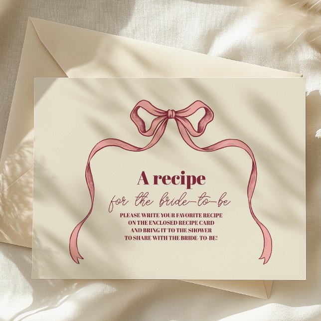 Elegant Pink  Bow Bridal Shower Enclosure Card (Creator Uploaded)