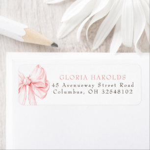 Elegant Pink Bow Bridal Shower Label