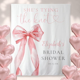 Elegant Pink Bow Bridal Shower Photo Backdrop