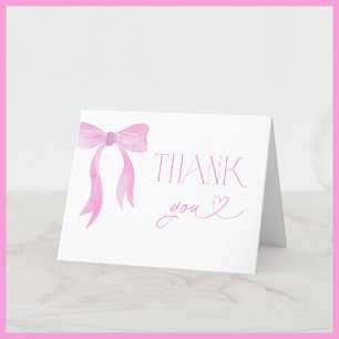 Elegant Pink Bow Bridal Shower Thank You Card