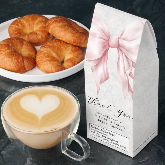 Elegant Pink Bow Bridal Shower Thank You Roasted Coffee
