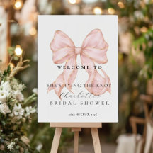 Elegant Pink Bow Bridal Shower Welcome Foam Board