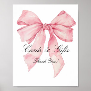 Elegant Pink Bow Cards and Gifts Sign