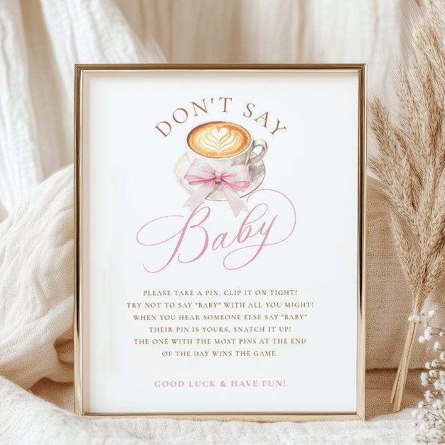 Elegant Pink Bow Coffee Baby Shower Game Poster (Creator Uploaded)